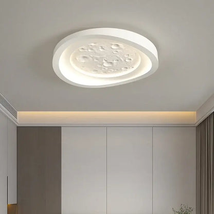 Modern nordic moon surface white led ceiling lamp with textured bubble design and soft glowing illumination