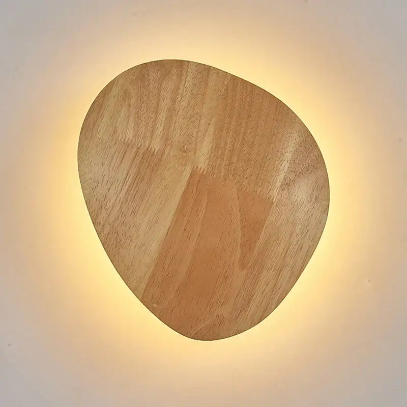 Modern nordic warm-toned irregular wood led wooden wall lamp with natural grain finish for bedroom decorbites led wooden wall
