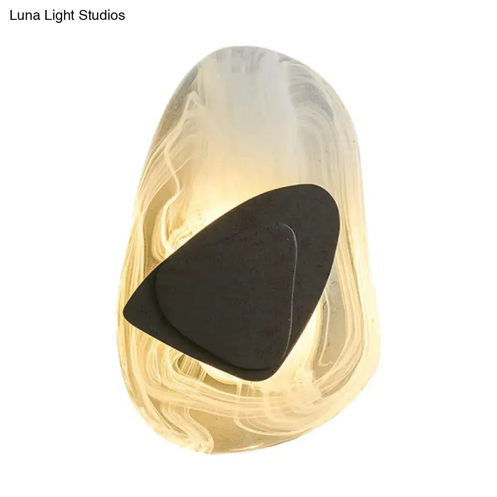Modern nordic sconce black metallic antique light fixture with translucent swirling amber glass for bedroom use