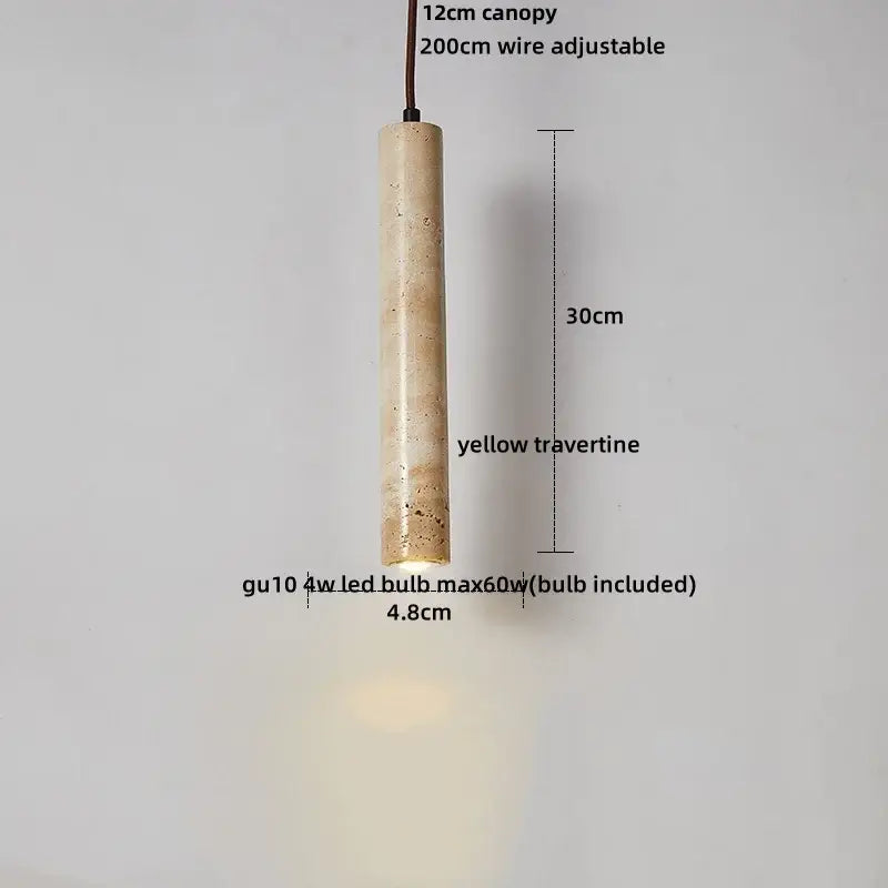 Modern off white cave stone led pendant light featuring a sleek yellow travertine decorbites cave stone design with warm glow