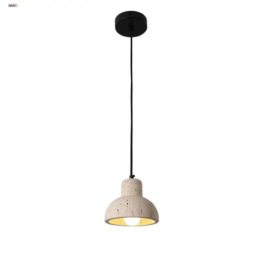Modern off white cave stone led pendant light with textured concrete shade and black metal mount for dining room decorbites cave stone