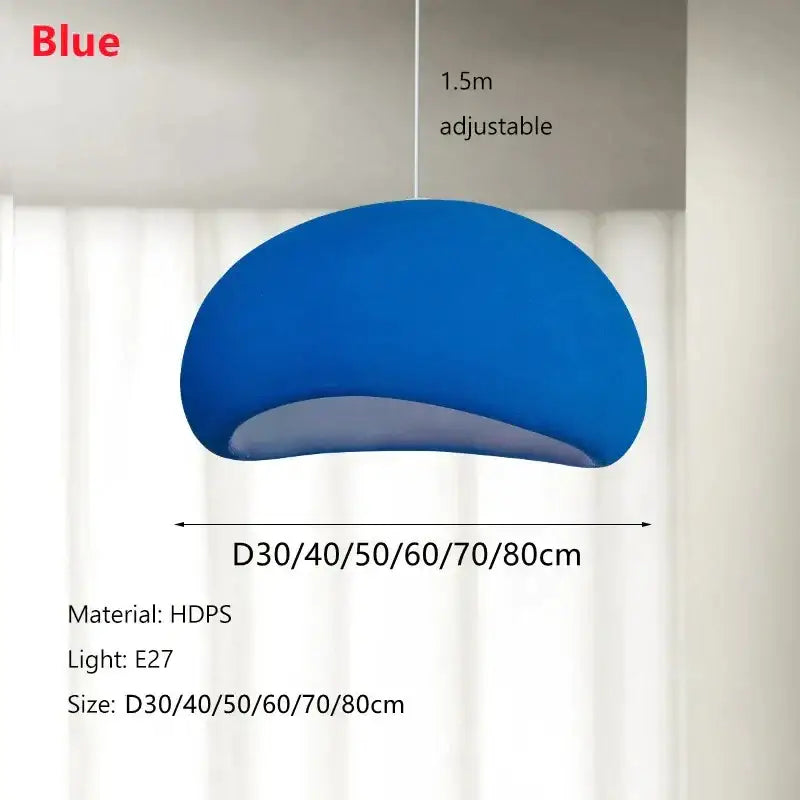 Modern off white ceramic pendant light led chandelier with vibrant blue hdps dome shade and adjustable cord by decorbites handmade modern