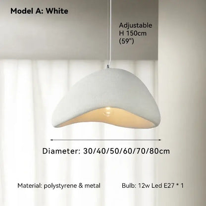 Modern off white ceramic pendant light with smooth curved polystyrene shade and metal hardware led chandelier decorbites handmade