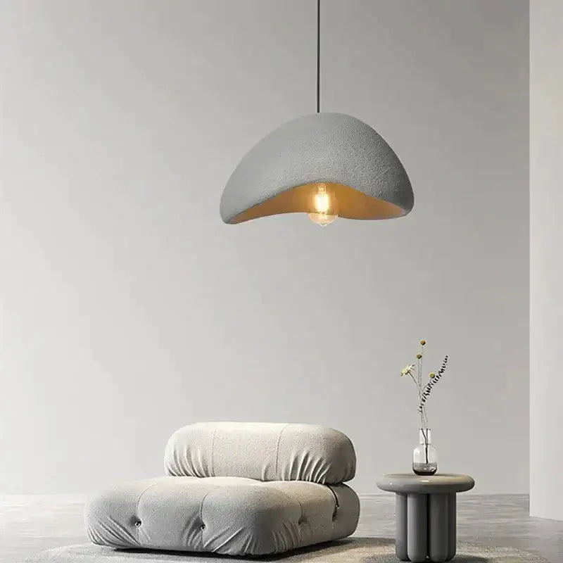 Gray concrete pendant light with warm golden interior modern off white ceramic pendant light led chandelier decorbites handmade modern