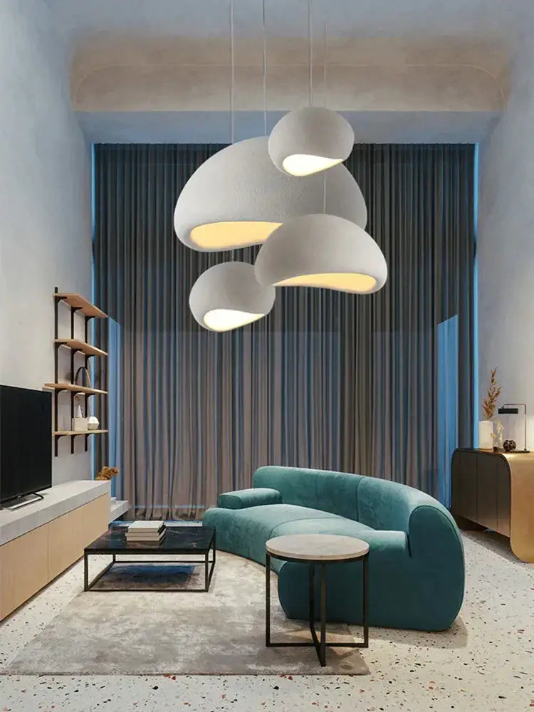 Modern off white ceramic pendant light with warm led chandelier illumination for dining room decorbites handmade modern design