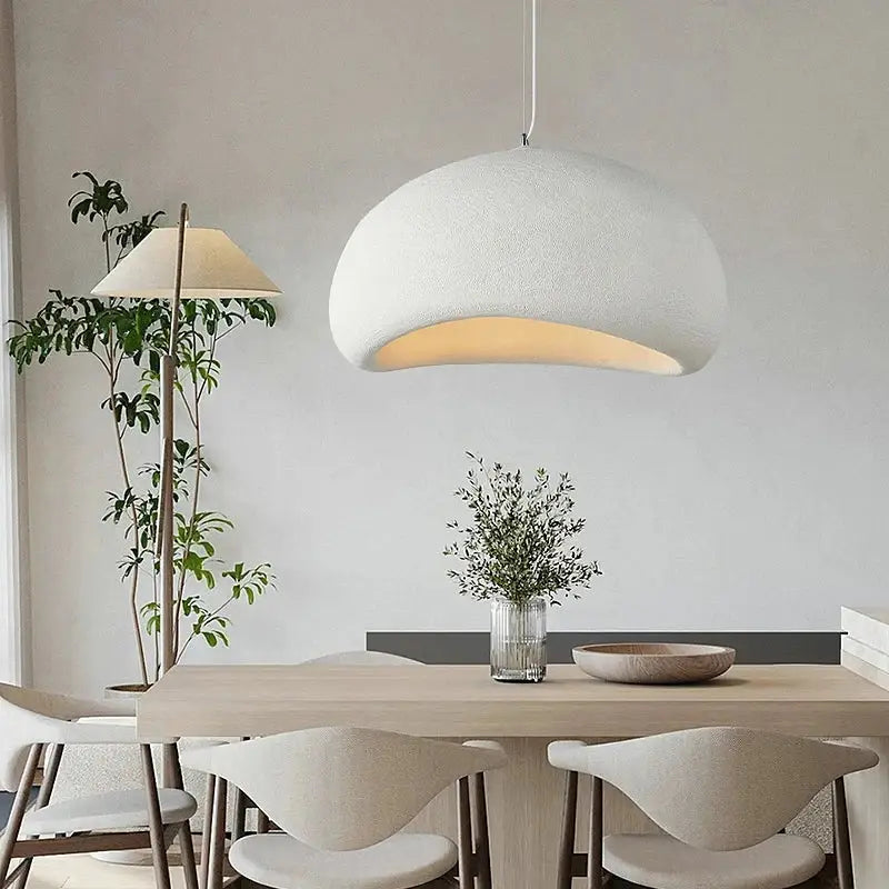 Modern off white ceramic pendant light with textured dome and warm glow ideal for dining room led chandelier decorbites handmade modern