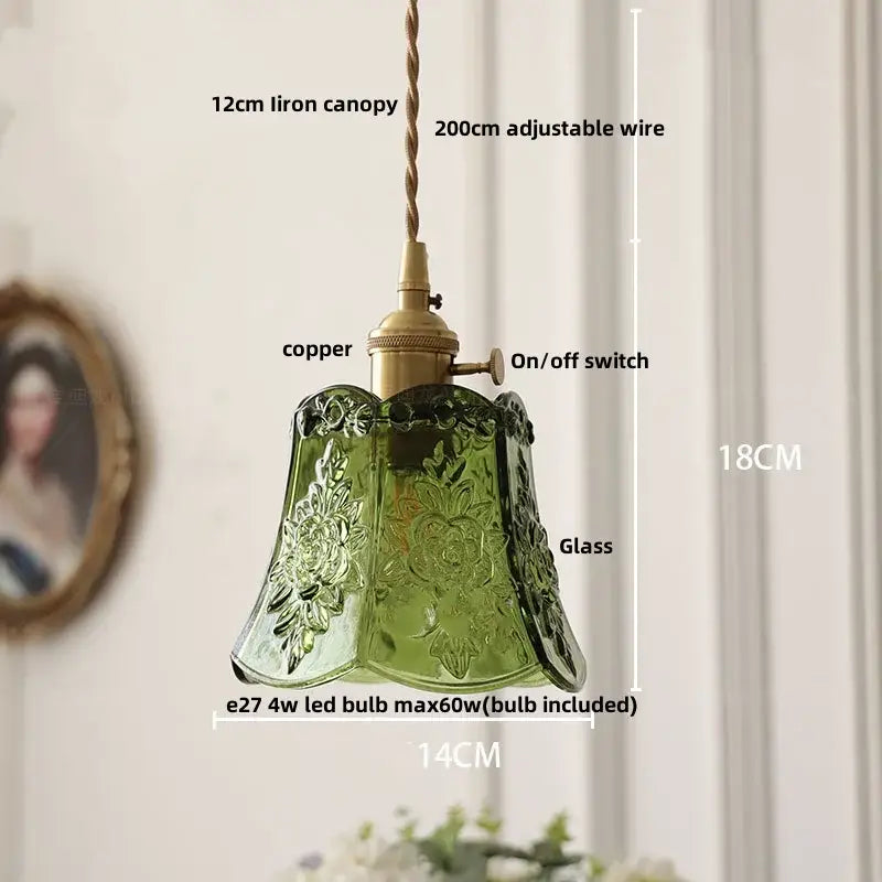 Modern olive green pendant lamp with floral etching and a copper glass led fixture for kitchen decorbites copper glass style