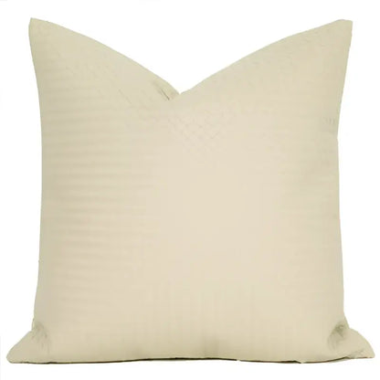 Beige square pillow cover with subtle woven texture for modern olive green geometric faux leather decorbites decor