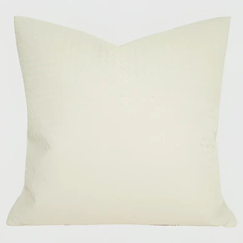 Cream-colored square pillow cover with subtle woven texture for modern olive green geometric faux leather decorbites decor