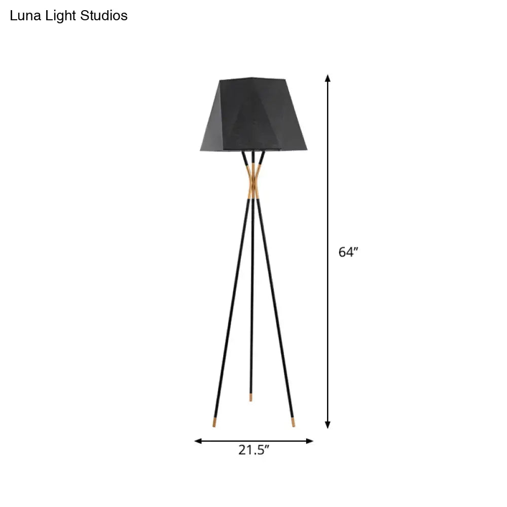 Decorbites™ modern black metal floor lamp 64 inches tall with geometric lampshade and gold accents 110v-120v