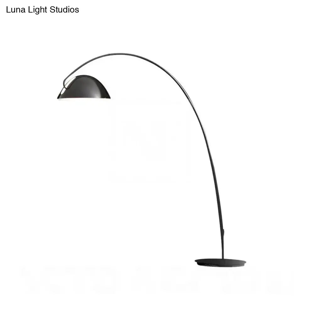 DecorBites™ modern black metal floor lamp with sleek curved frame and dome shade for living room 110v-120v use