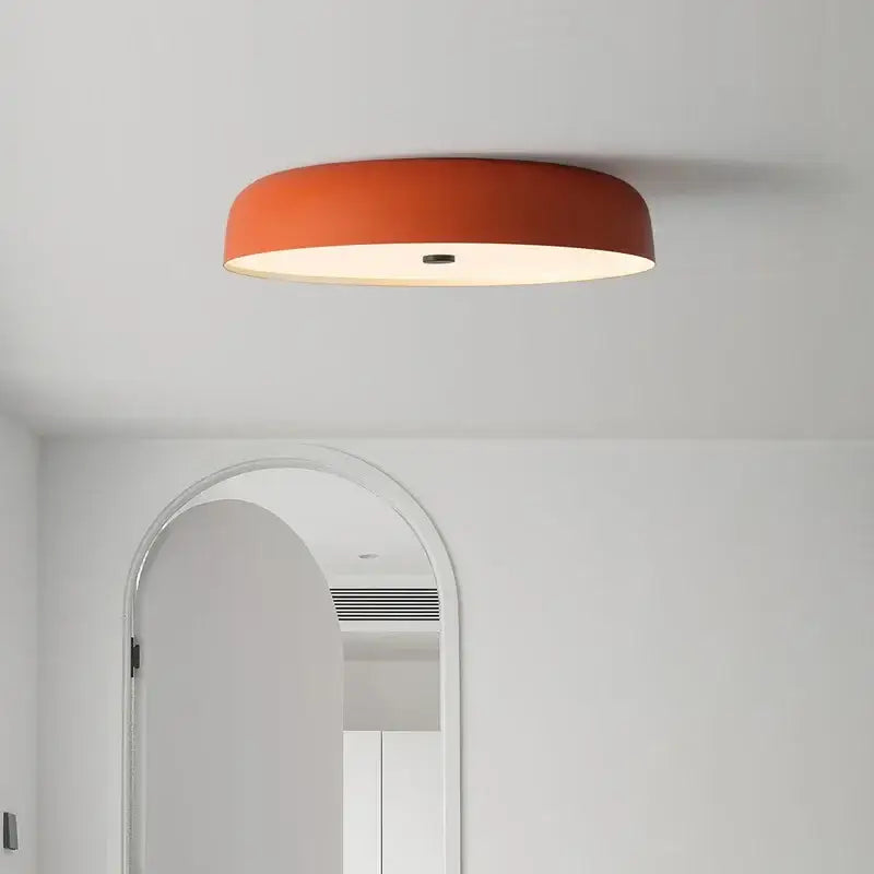 Modern orange and white bowl ceiling lamp with matte finish and warm white illumination for living room decorbites ceiling lamp