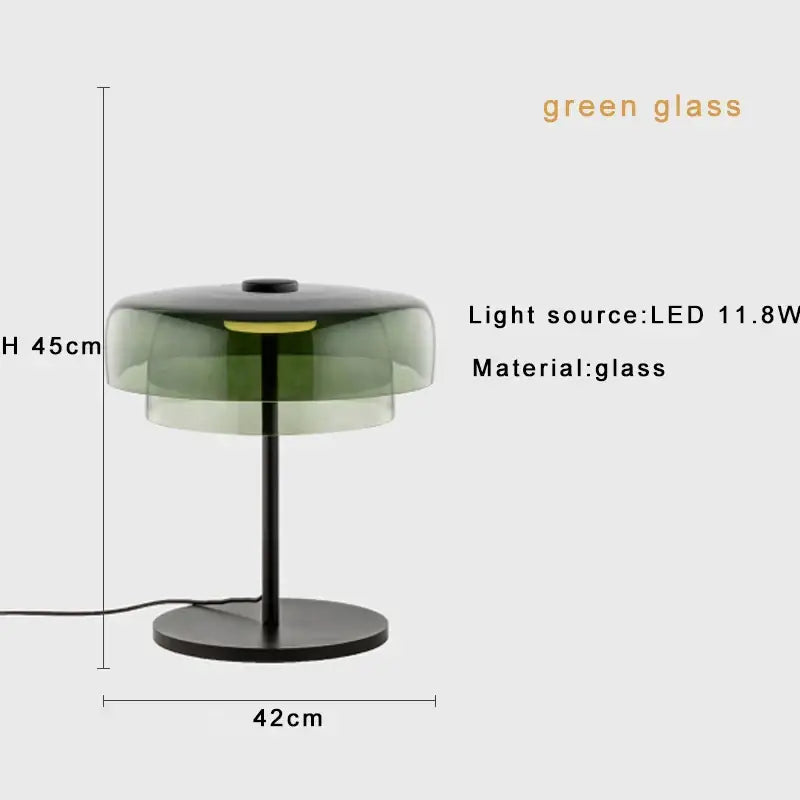 Modern table lamp with layered green glass shade and black metal base perfect for minimalist decorbites glass table settings