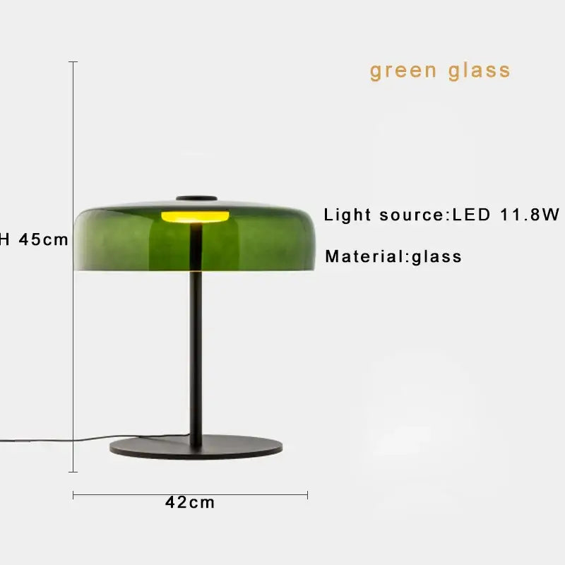 Modern glass table lamp with translucent green shade and black metal base ideal for minimalist bedroom decorbites table lamp