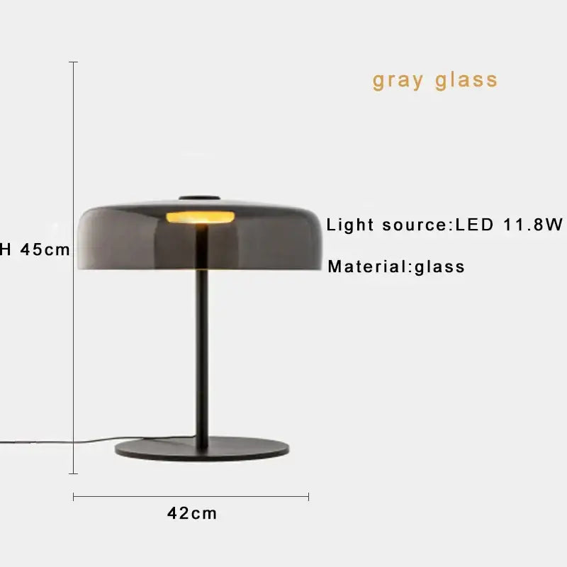 Modern orange glass table lamp with sleek gray glass dome and black metal base for minimalist bedroom decorbites glass table lamp