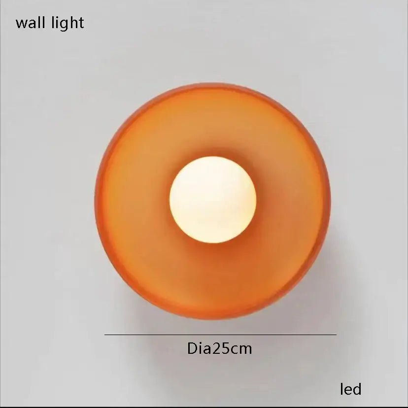 Modern orange glass table lamp with translucent led wall light 25cm diameter perfect for minimalist decorbites glass table