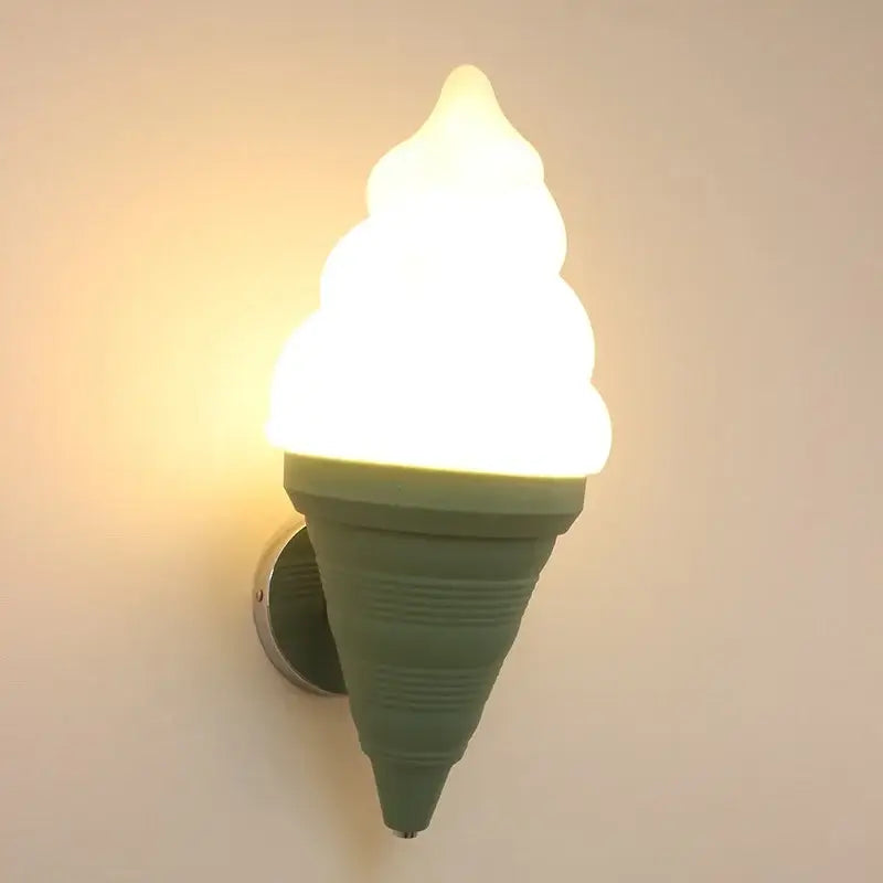 Modern orange ice cream led wall sconce with glowing green decorbites ice cream light for kids bedroom decor