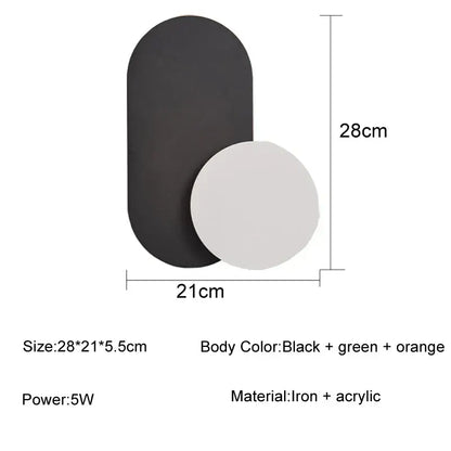 Modern orange and white decorbites led wall lights featuring a sleek black green and orange iron and acrylic design