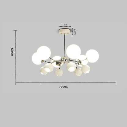 Modern chrome finished living room pendant lamp with frosted glass globes in a branching design decorbites cream living