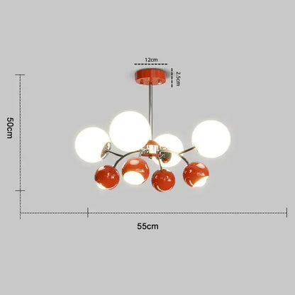 Modern orange and white glass pendant lamp with chrome stem and spherical shades for living room decorbites cream living