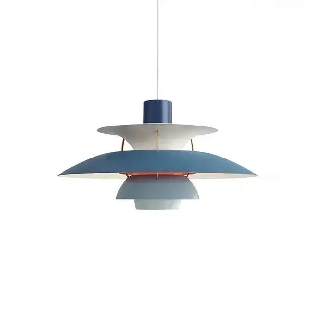 Modern blue and white layered pendant light with sleek design for kitchen decorbites colorful umbrella pendant