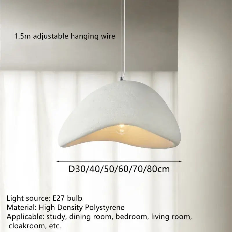 Modern organic off-white cloud pendant lamp made of high density polystyrene with adjustable wire by decorbites handmade led chandelier