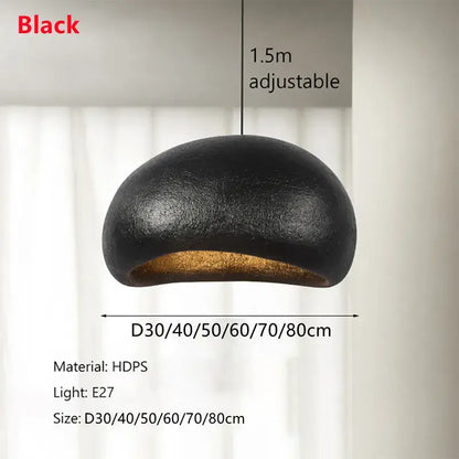 Black hdps pendant lamp with matte finish and gold interior lining for modern organic off-white cloud pendant lamp decorbites handmade led chandelier