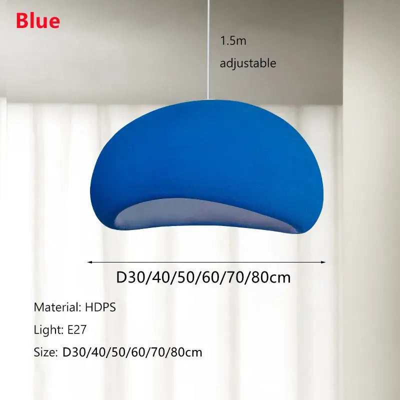 Modern organic off-white cloud pendant lamp with sleek blue hdps finish and adjustable cord decorbites handmade led chandelier