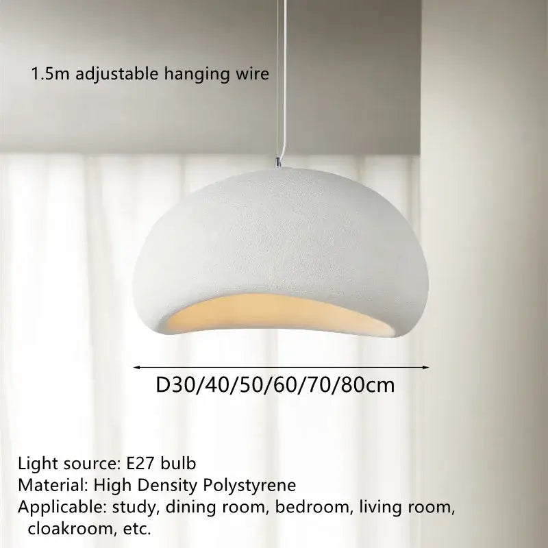 Modern organic off-white cloud pendant lamp made of high density polystyrene with warm glow decorbites handmade led chandelier