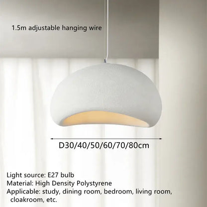 Modern organic off-white cloud pendant lamp made of high density polystyrene with warm glow decorbites handmade led chandelier