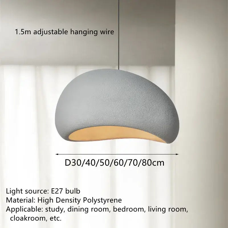 Modern organic off-white cloud pendant lamp with gray textured dome made of high-density polystyrene decorbites handmade led chandelier