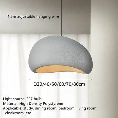 Modern organic off-white cloud pendant lamp with gray textured dome made of high-density polystyrene decorbites handmade led chandelier