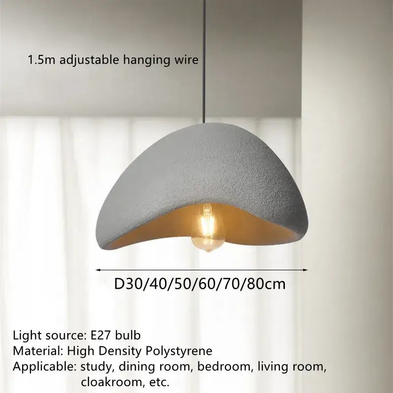Gray semi-circular pendant lamp with textured surface and gold interior lining from decorbites handmade led chandelier collection