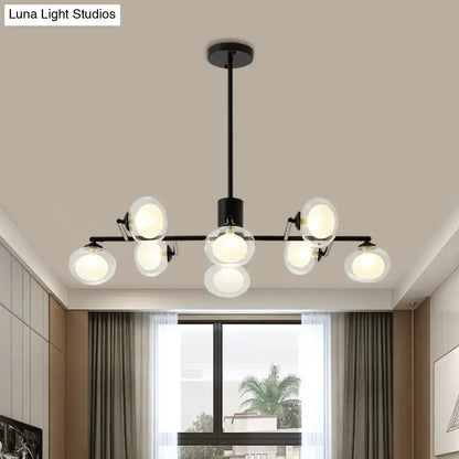 Black metal chandelier with multiple frosted glass globe bulbs from DecorBites™ modern oval shade island light in black white