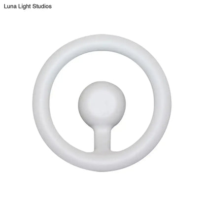 White silicone ring with rounded bulbous center attached by short stem for modern oval black white led mirror wall light 110v-120v