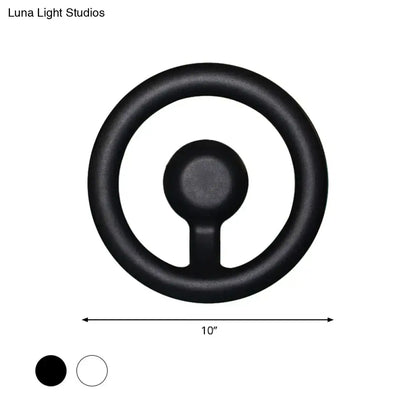 Modern oval black and white led mirror bedroom wall light with black circular matte finish fixture 110v-120v maximum bulb wattage