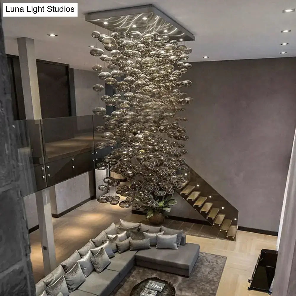DecorBites™ modern oval bubble ball chandelier with translucent glass orbs for dining room lighting fixtures