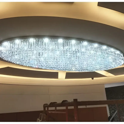 Modern oval chrome and gold crystal ceiling light with sparkling droplets for dining room decorbites crystal dining