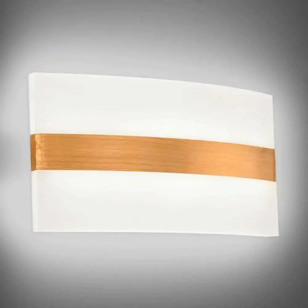 Modern oval rectangular convex led wall sconce with sleek white diffuser and brushed copper accent for bedroom lighting