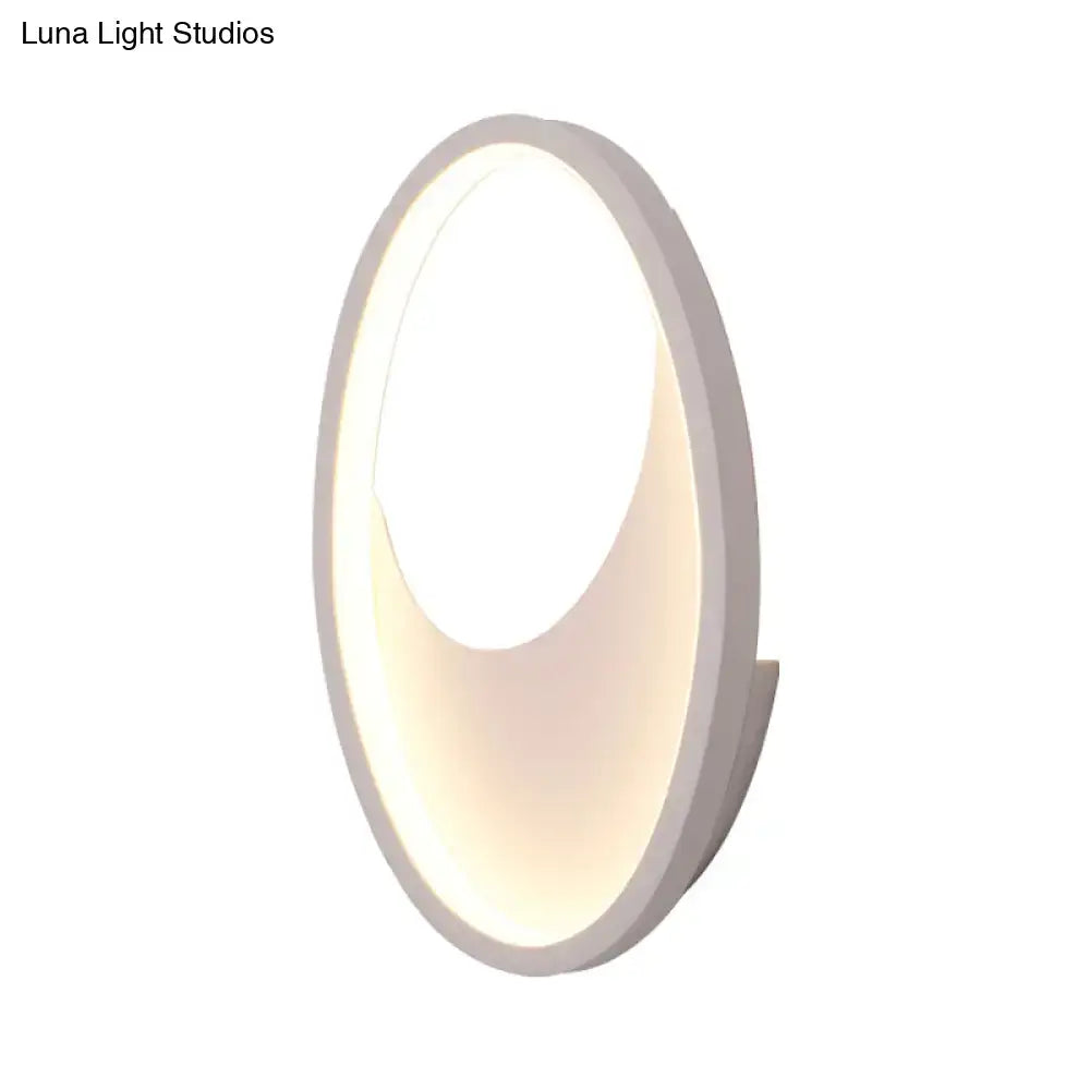 Modern oval white and black led wall lamp with sleek frame and warm lighting for bedroom 110v-120v and 220v-240v use