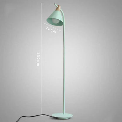 Modern pastel iron macaron floor lamp in mint green with wooden accents and conical shade for living room decorbites iron macaron floor