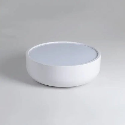 Modern pastel pink and teal decorbites circular led ceiling light with white frosted glass and minimalist design