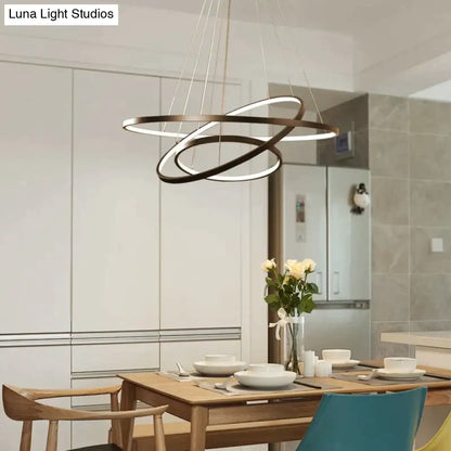 DecorBites™ Modern Pendant Lights 4/3/2/1 Circle Rings Acrylic Aluminum LED Pendant Lamp for Living Room Dining Room