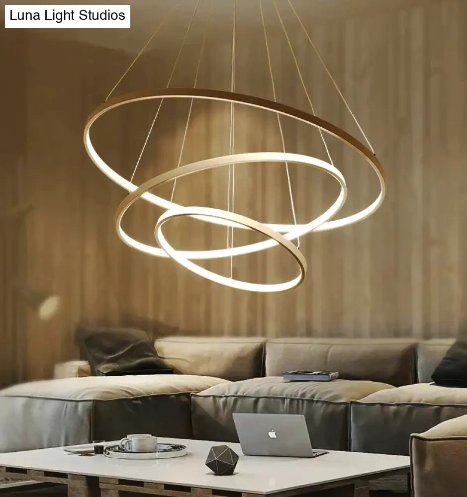 DecorBites™ Modern Pendant Lights 4/3/2/1 Circle Rings Acrylic Aluminum LED Pendant Lamp for Living Room Dining Room