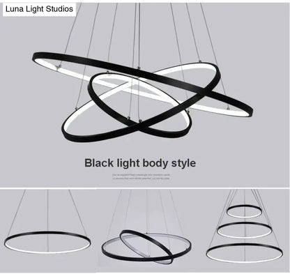 DecorBites™ Modern Pendant Lights 4/3/2/1 Circle Rings Acrylic Aluminum LED Pendant Lamp for Living Room Dining Room
