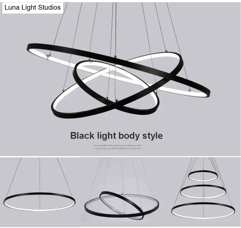 DecorBites™ Modern Pendant Lights 4/3/2/1 Circle Rings Acrylic Aluminum LED Pendant Lamp for Living Room Dining Room
