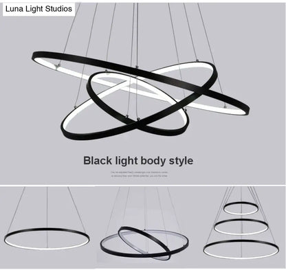 DecorBites™ Modern Pendant Lights 4/3/2/1 Circle Rings Acrylic Aluminum LED Pendant Lamp for Living Room Dining Room