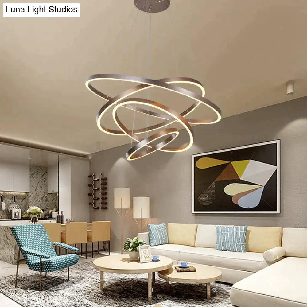 DecorBites™ Modern Pendant Lights 4/3/2/1 Circle Rings Acrylic Aluminum LED Pendant Lamp for Living Room Dining Room