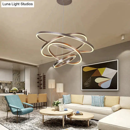 DecorBites™ Modern Pendant Lights 4/3/2/1 Circle Rings Acrylic Aluminum LED Pendant Lamp for Living Room Dining Room