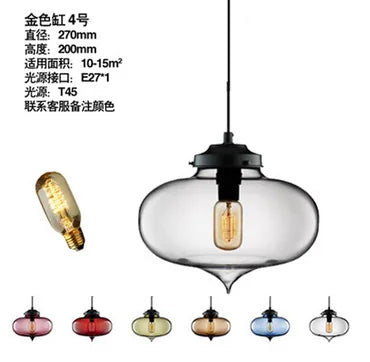 Clear glass modern pendant light with black metal fixture and exposed Edison bulb for bedroom dining room decor